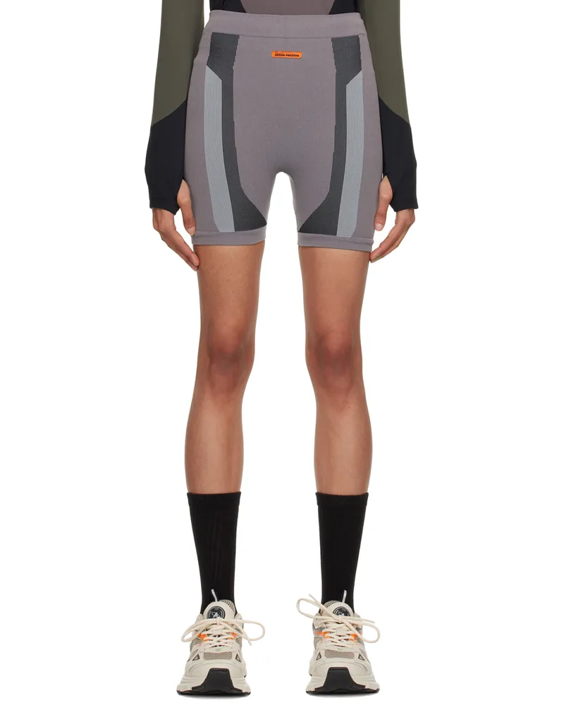 Heron Preston Gray 3D Ribbing Shorts Black