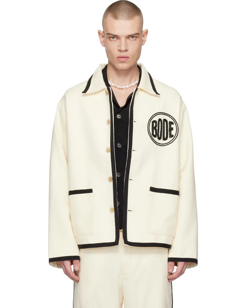 BODE Off-White Beaded Player Jacket Bkcrm