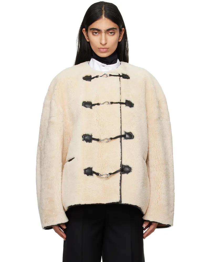 Totême Off-White Teddy Clasp Shearling Jacket Off-white