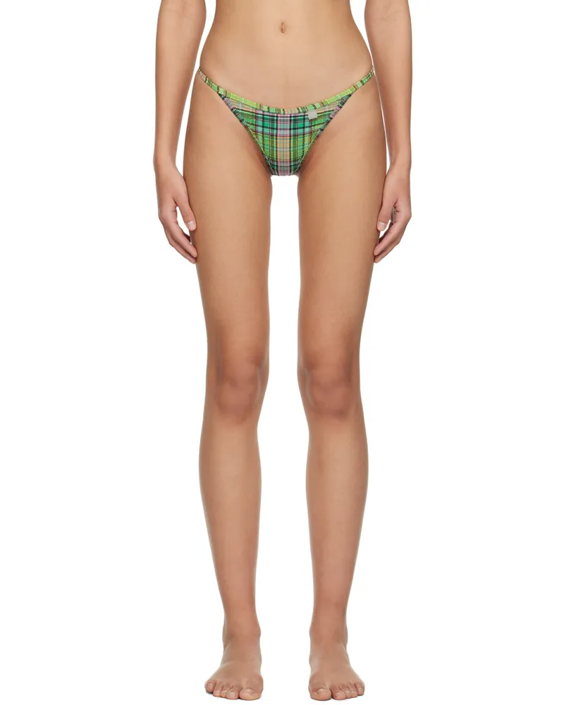 Ganni Green Check Bikini Bottoms 759