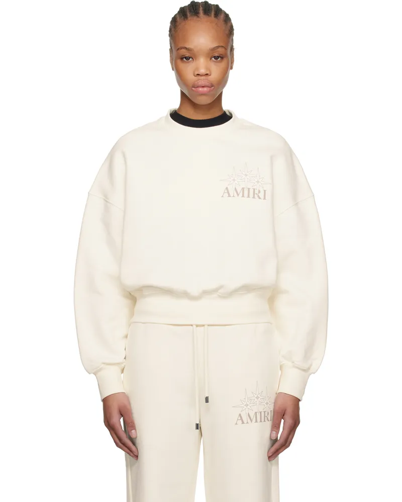 Amiri Off-White 'Amiri' Starburst Cropped Sweatshirt Ivory