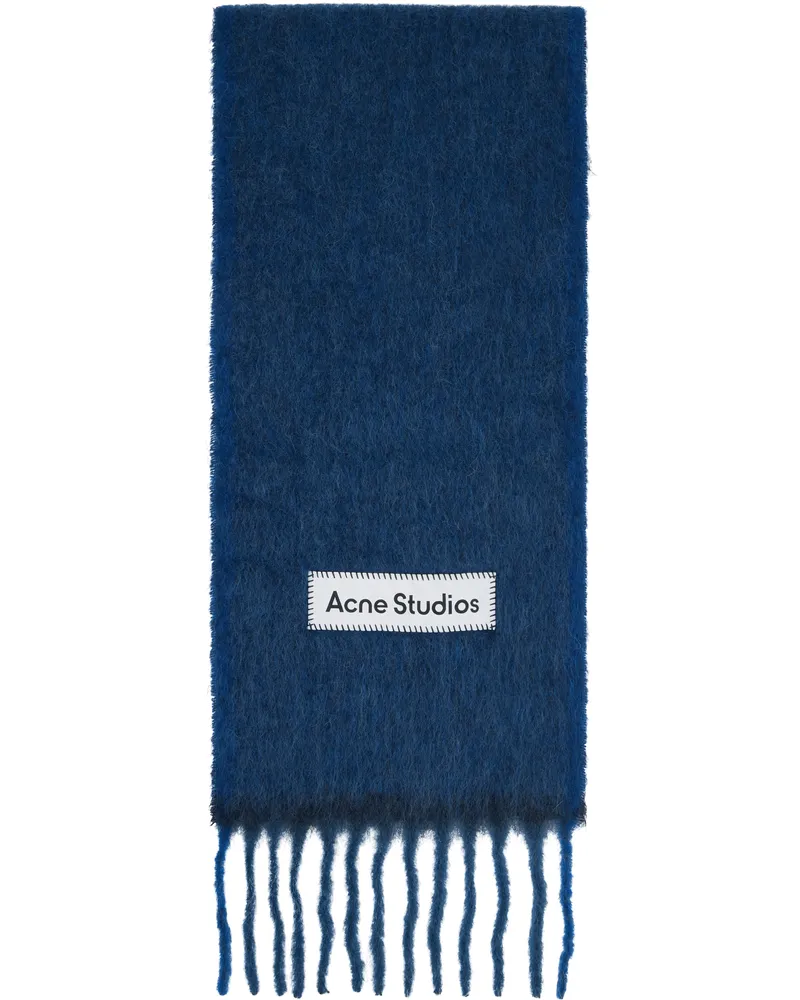 Acne Studios Navy Wool Mohair Narrow Scarf Duq