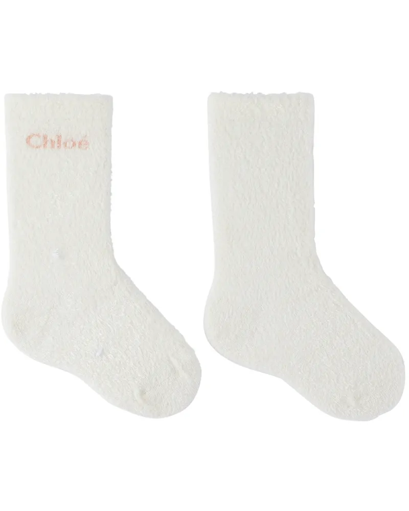 Chloé Kids Off-White Logo Socks 117