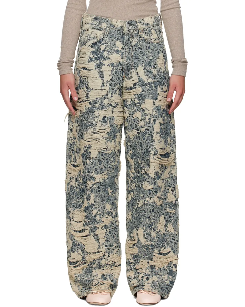 Acne Studios Blue & Beige 1981 Distressed Monogram Jeans 863