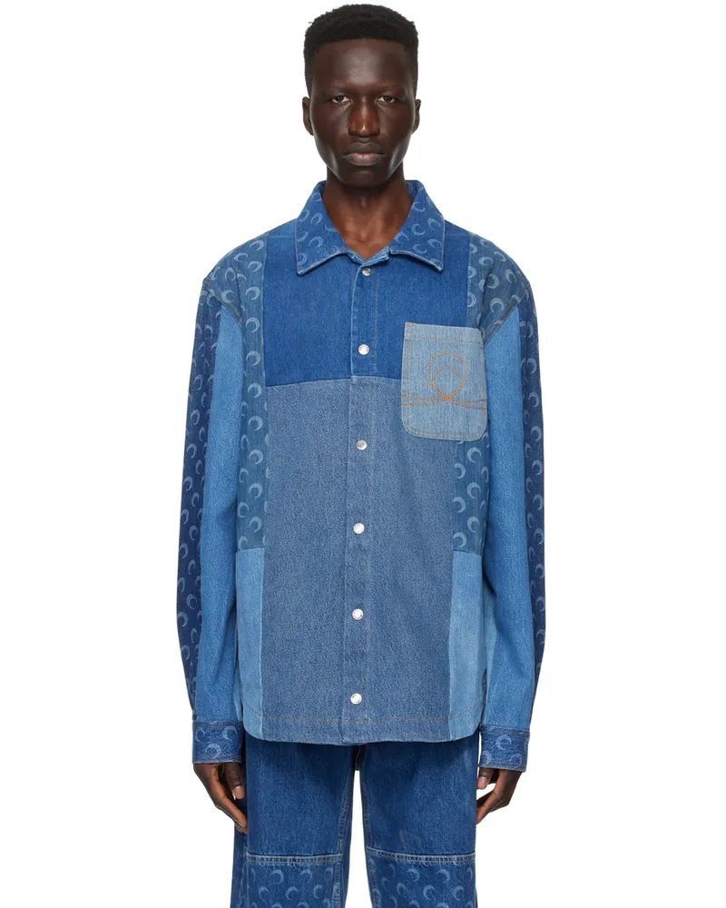 Marine Serre Indigo Regenerated Denim Shirt Bl90
