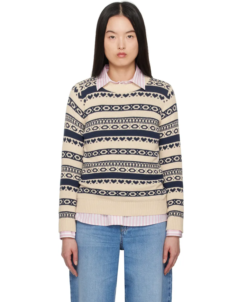 Max Mara Beige & Navy Teheran Sweater 015