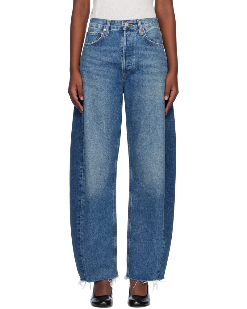 AGOLDE Blue Luna High Rise Pieced Taper Jeans Split