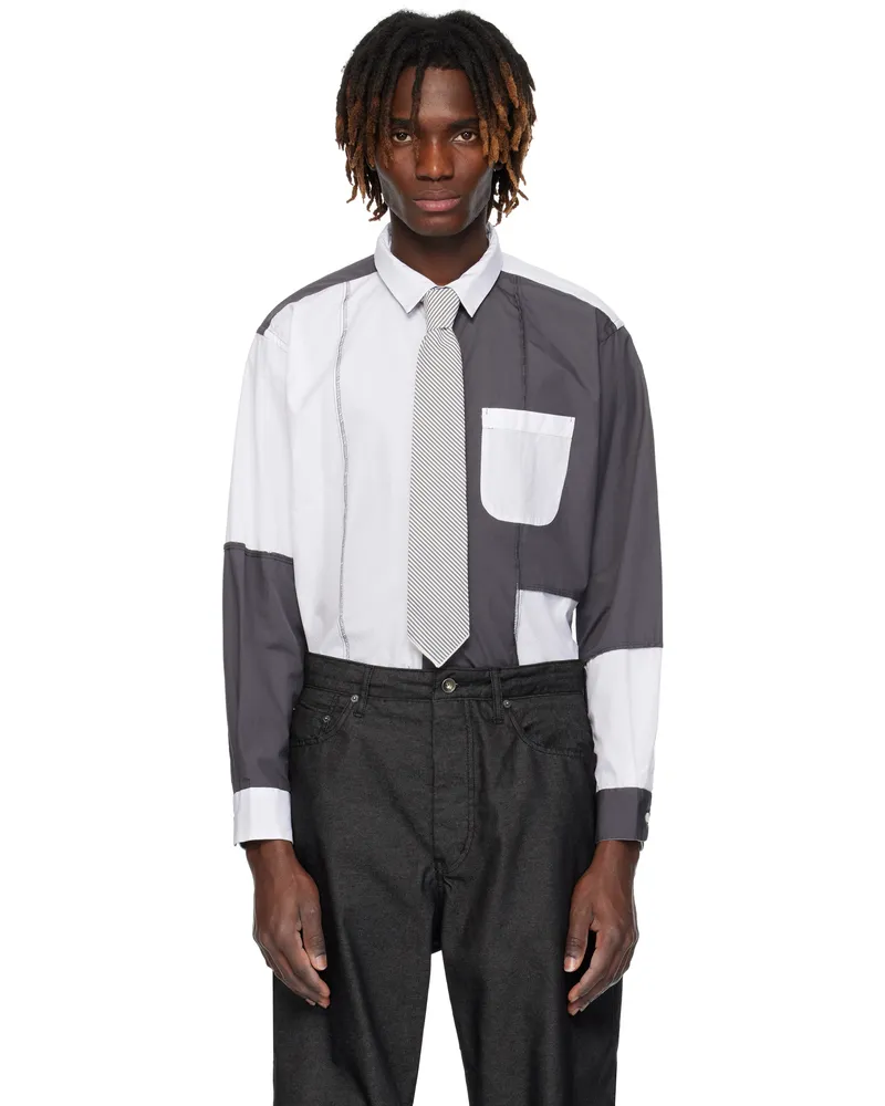 Engineered Garments Gray & White Short Collar Shirt Et002