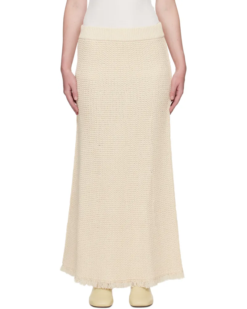 Studio Nicholson Off-White Rye Midi Skirt Cream