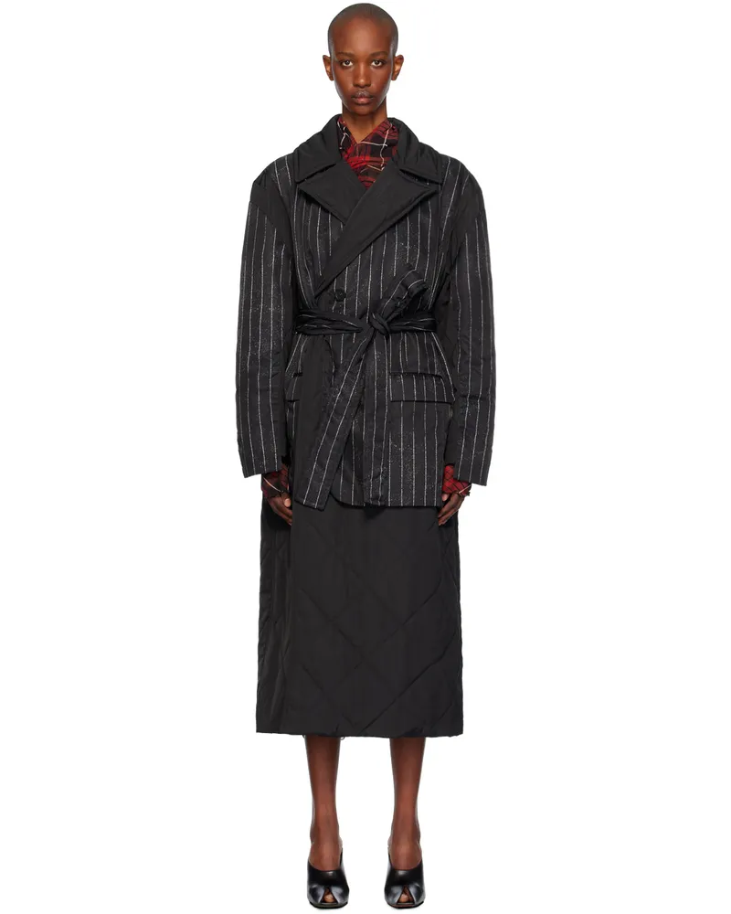 Jean Paul Gaultier Black Pinstripe Coat 000001-black