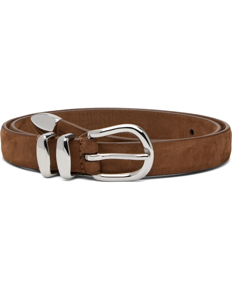 Anderson's Brown Skinny Nubuck Leather Belt M1