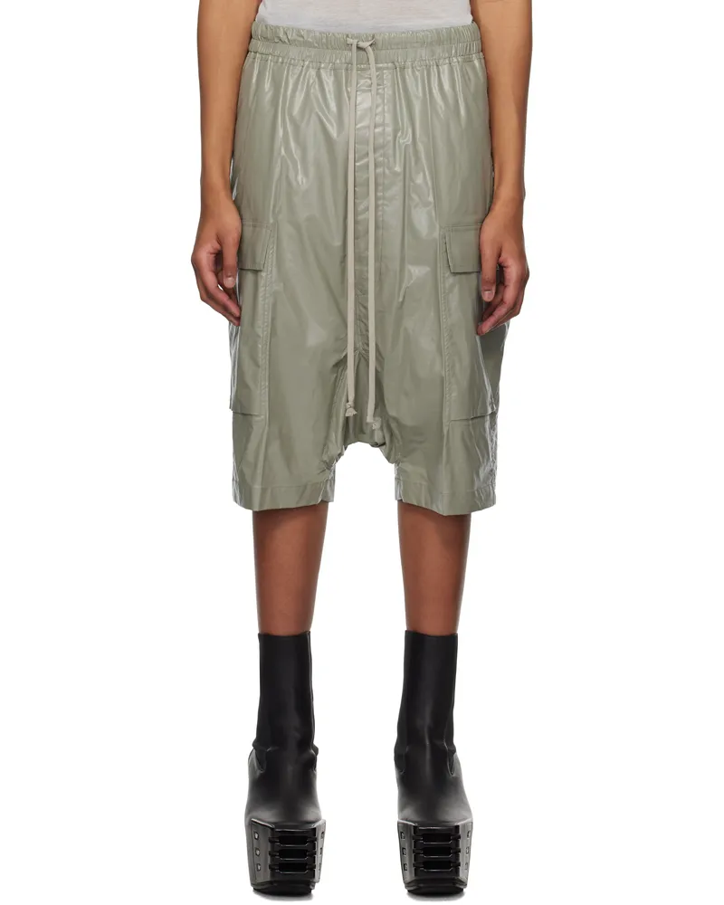 Rick Owens Green Hollywood Cargo Pods Shorts 15