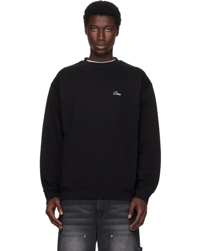 Dime Black Cursive Small Logo Crewneck Sweatshirt Black