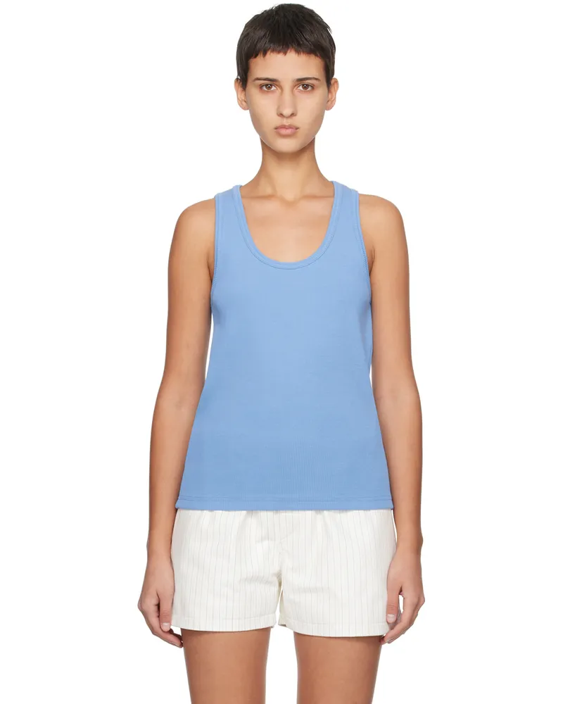 Bottega Veneta Blue Ribbed Tank Top 4225