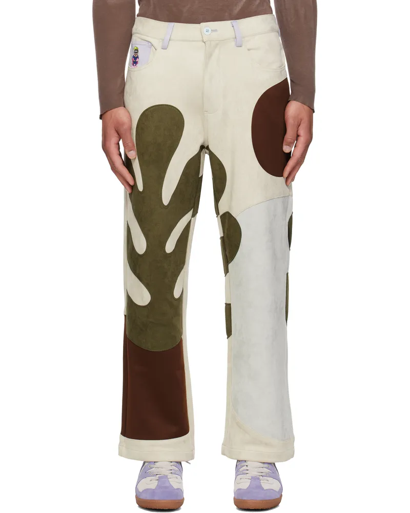 KidSuper Beige Floral Patchwork Trousers Multi