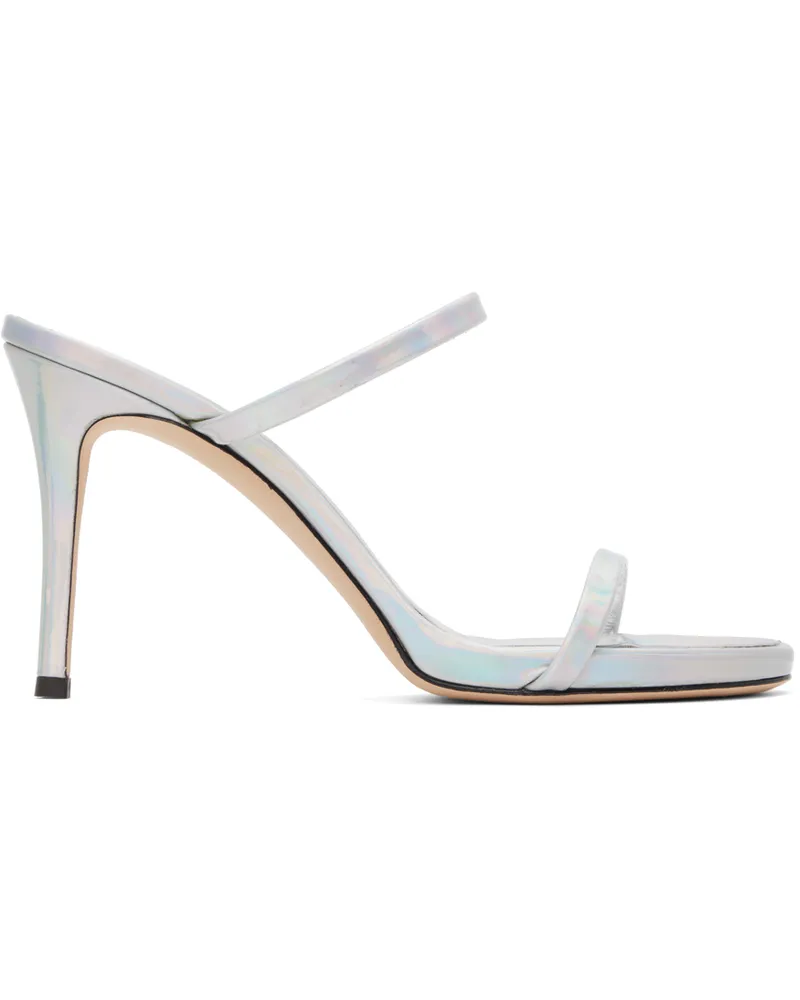 Giuseppe Zanotti Silver Double Strap Heeled Sandals Silver