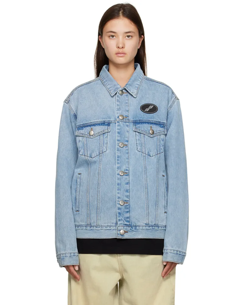 WE 11 DONE Blue Oversized Denim Jacket Ice
