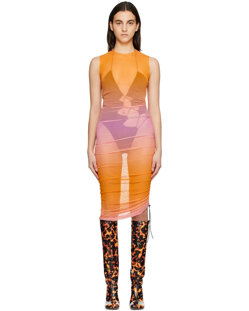 Louisa Ballou Orange Heatwave Midi Dress Fianchetto