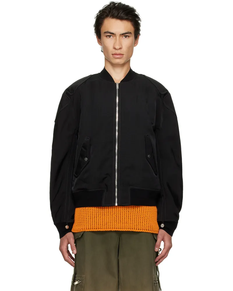 Dion Lee Black Padded Bomber Jacket Black