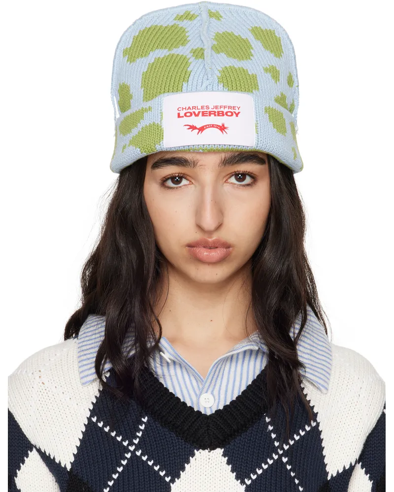 Charles Jeffrey Loverboy Blue & Green Loverboy Beanie Blue