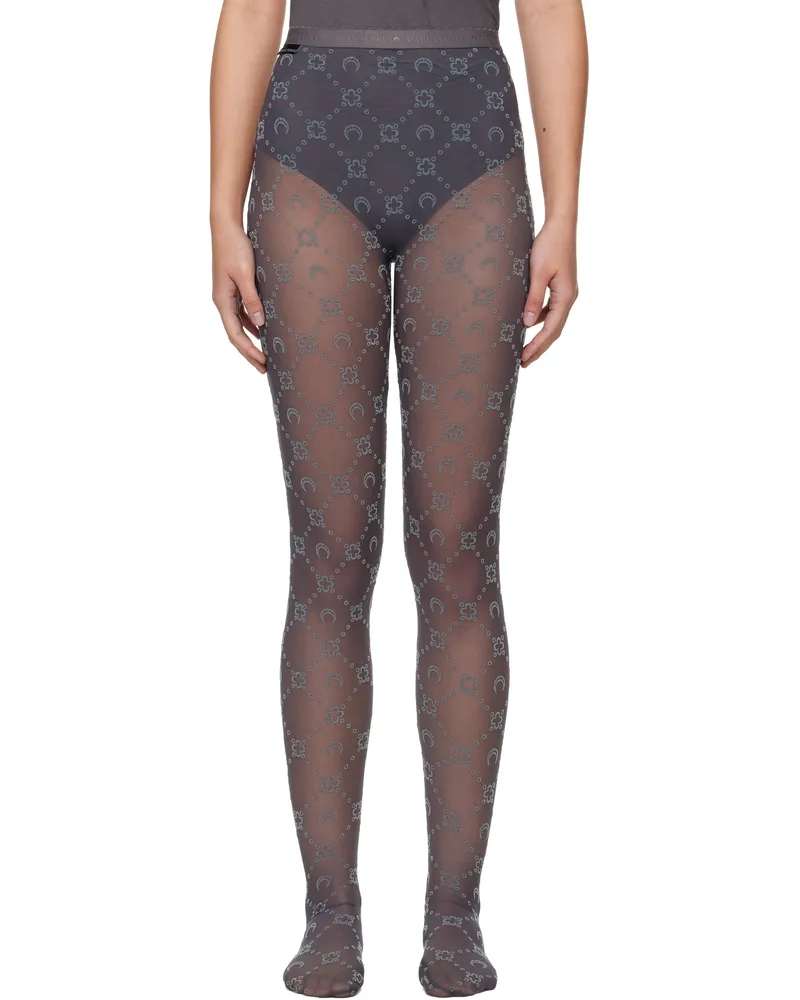 Marine Serre Gray Recycled Mesh Flock Tights Gr70