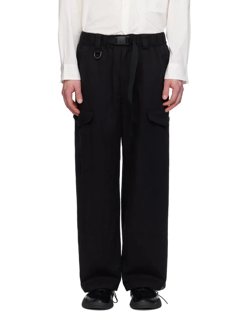 Y-3 Black Twill Cargo Pants Black
