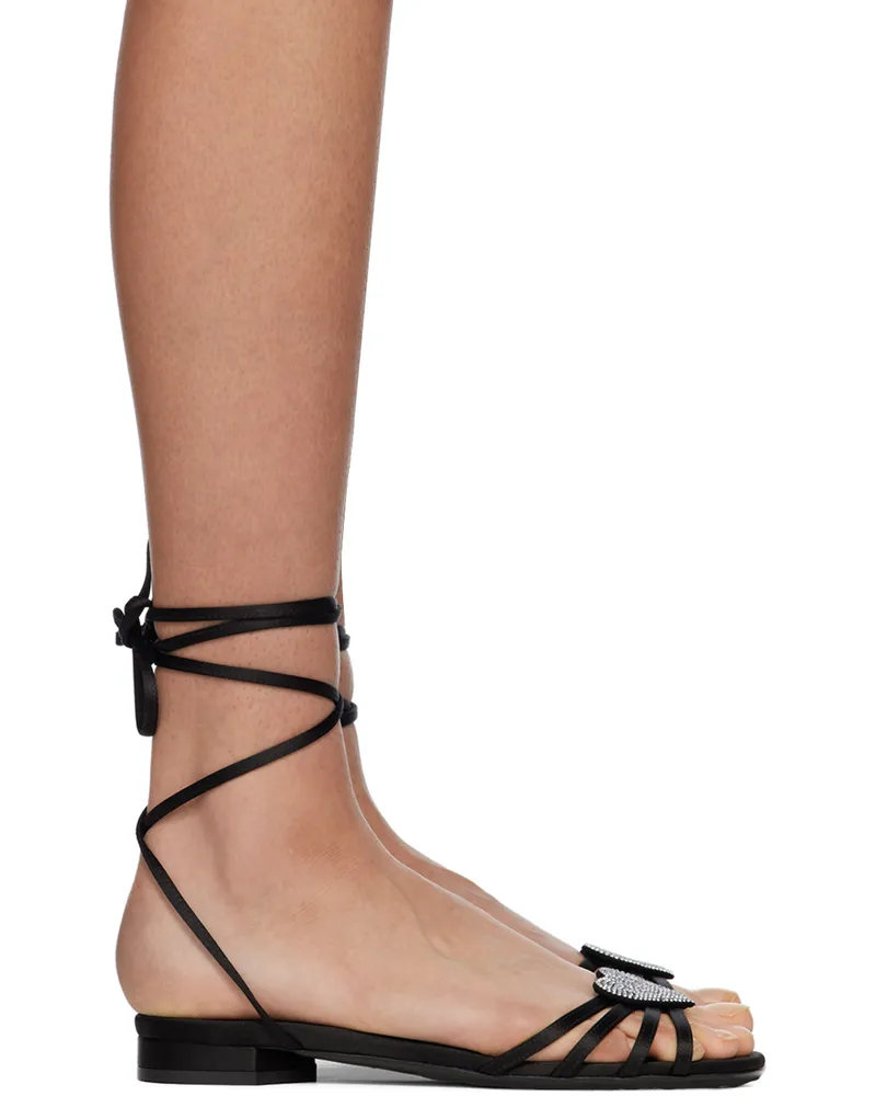 Les Petits Joueurs Black Kaia Flat Sandals Black