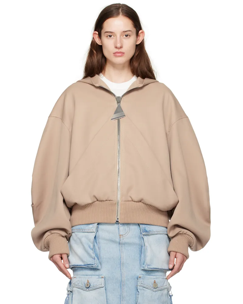 ATTICO Beige Hooded Bomber Jacket 198