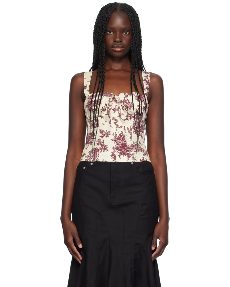 Miaou Red & Off-White Agnes Corset Maroon
