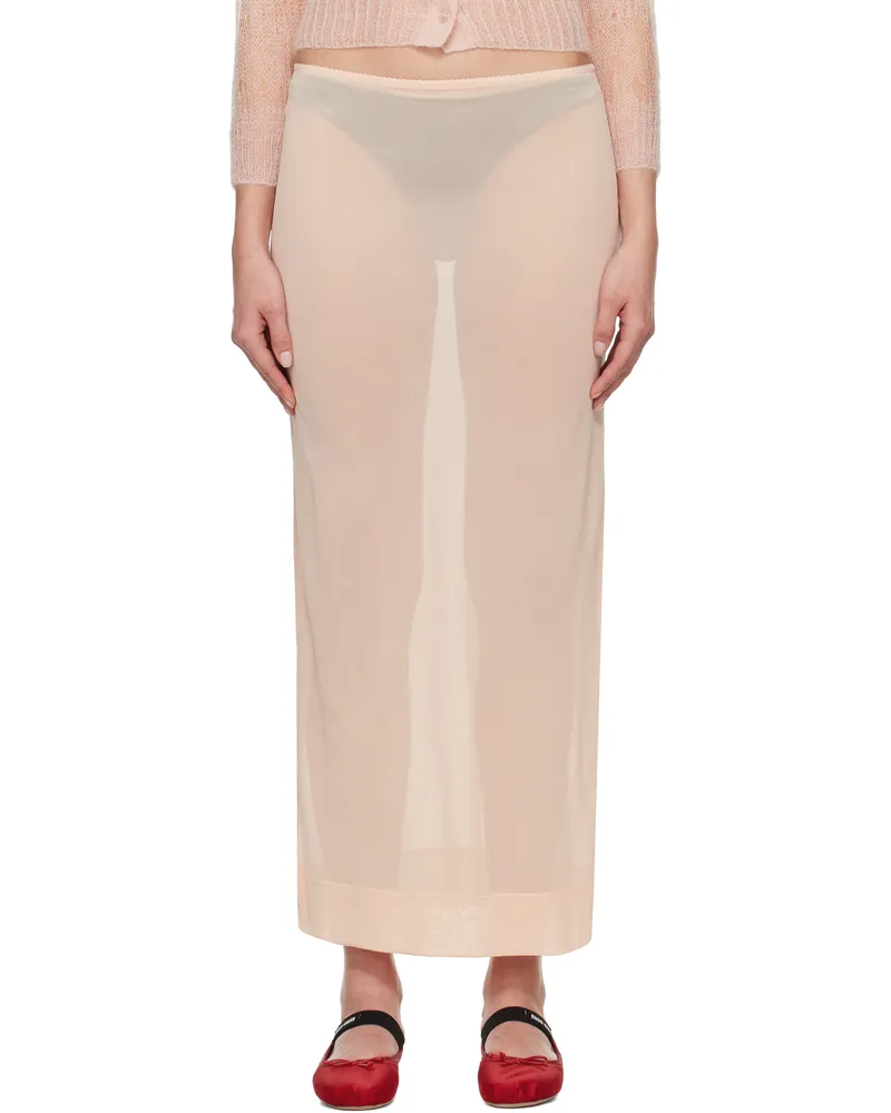 Simone Rocha Pink Sheer Column Midi Skirt Nude