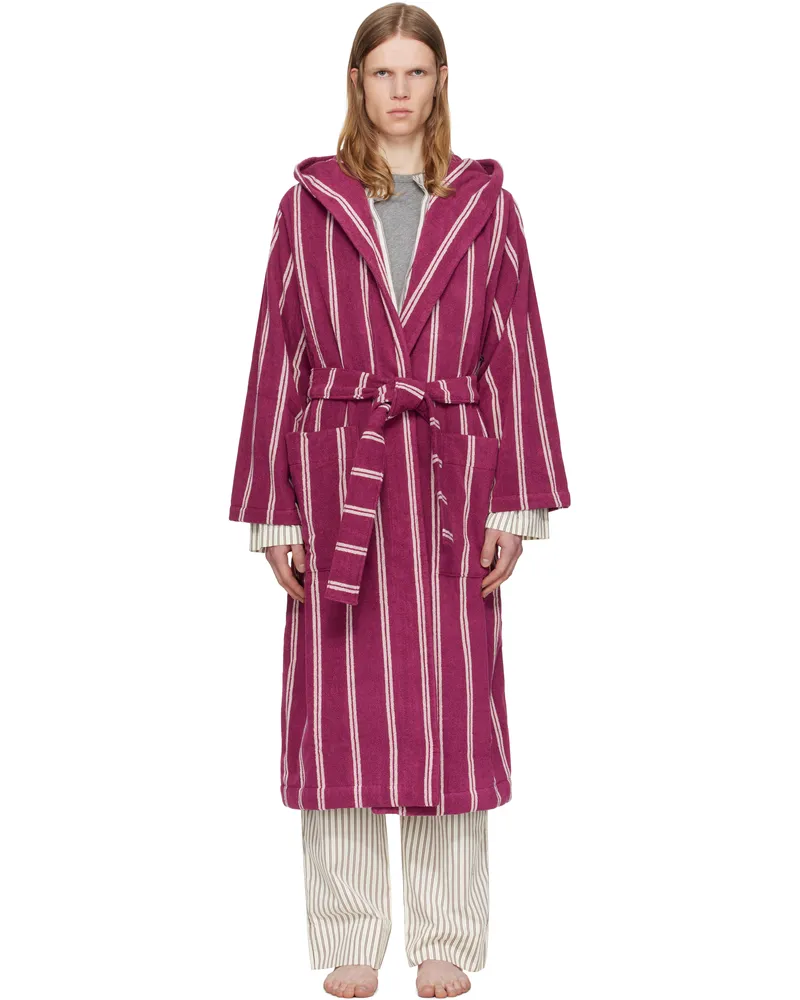 TEKLA Burgundy Terry Hooded Bathrobe Venice