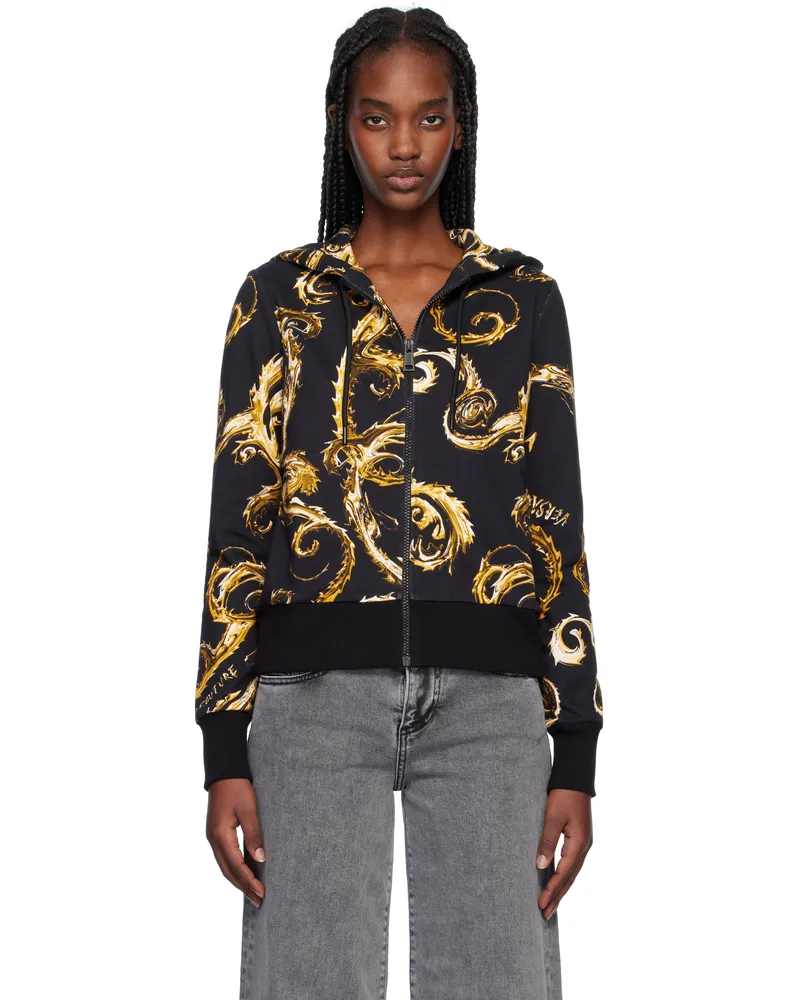 Versace Jeans Black Zip Hoodie Eg89