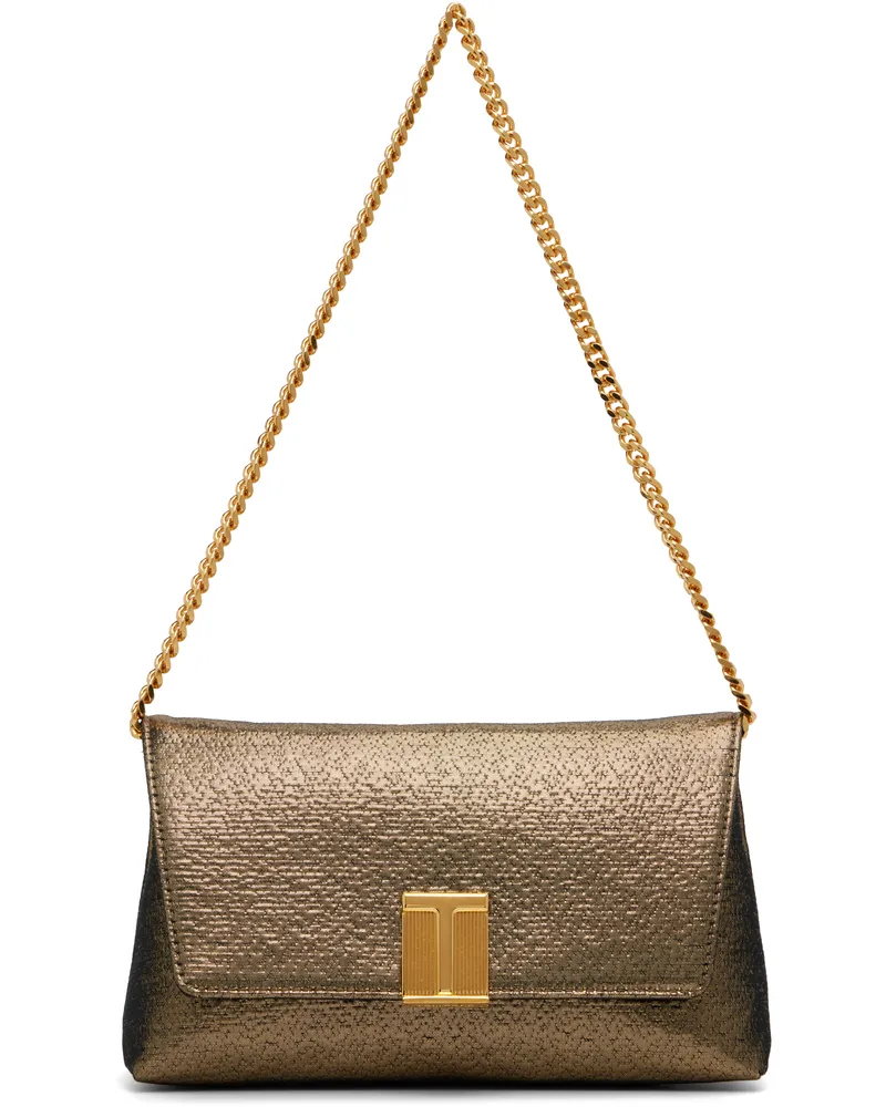 Tom Ford Gold Hammered-Effect Fabric Nobile Mini Bag 1y014