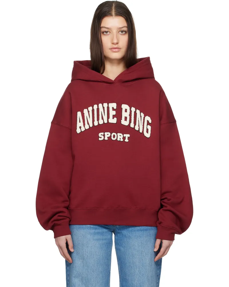 Anine Bing Red Alec 'Sport' Hoodie Red