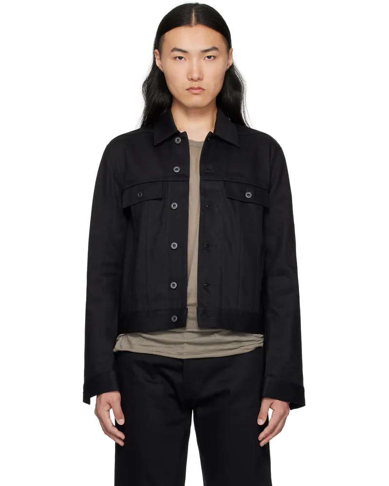 DRKSHDW by Rick Owens Black Hollywood Trucker Denim Jacket 09