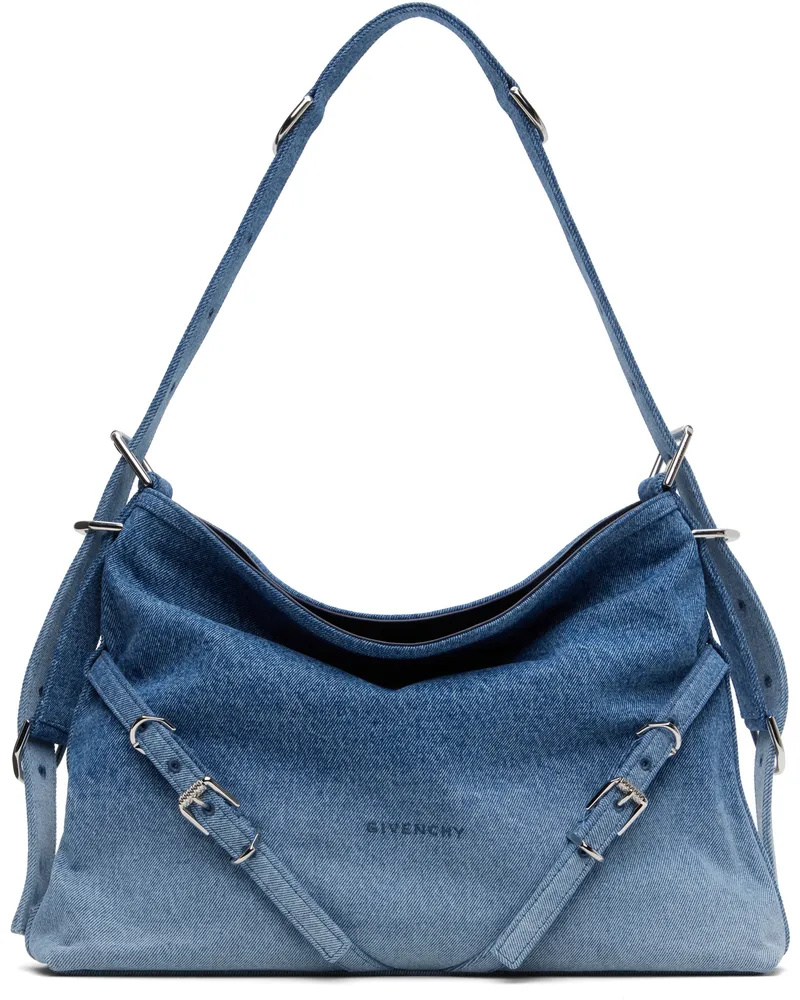 Givenchy Blue Medium Voyou Gradient Denim Bag 420-medium
