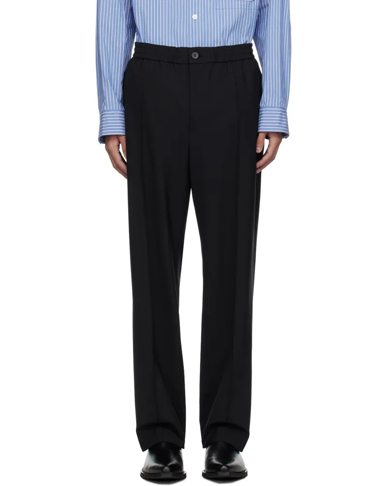 SOLID HOMME Black Pinched Seam Trousers 804b