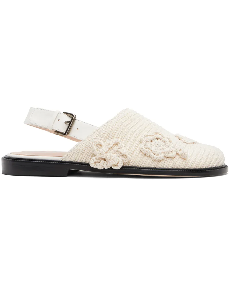 CORDERA Off-White Crochet Mule Loafers Natural