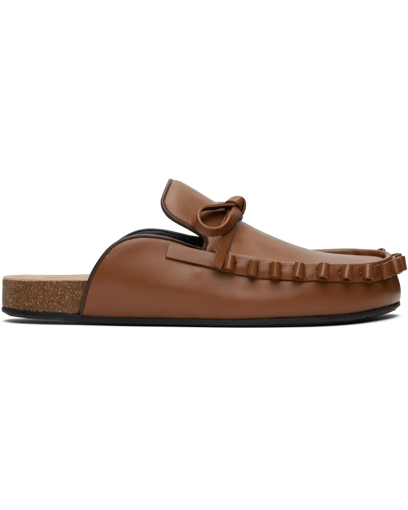 J.W.Anderson Tan Ruffle Loafer Leather Mules 640