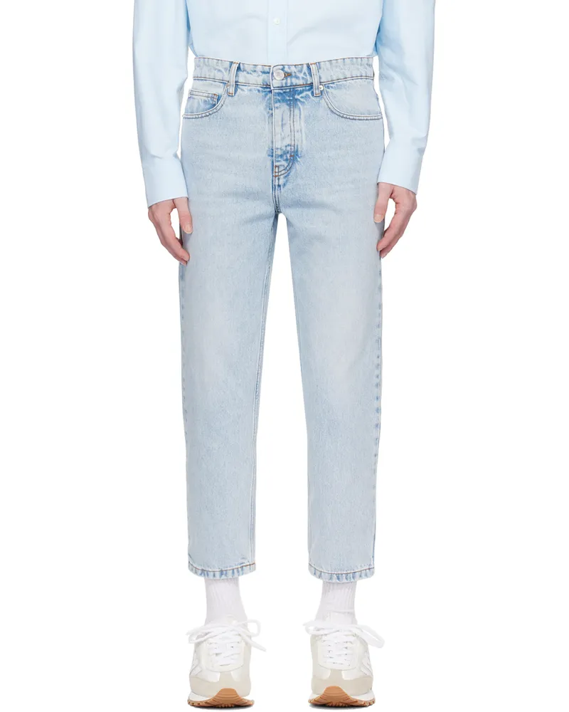 AMI Paris Blue Tapered-Fit Jeans Bleu