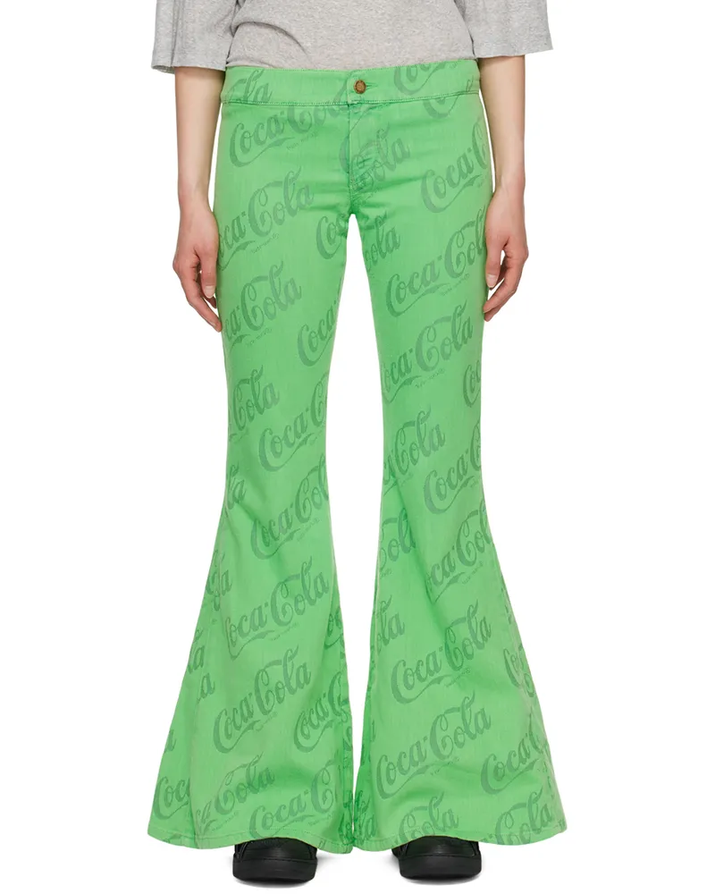 ERL Green Jacquard Jeans Green