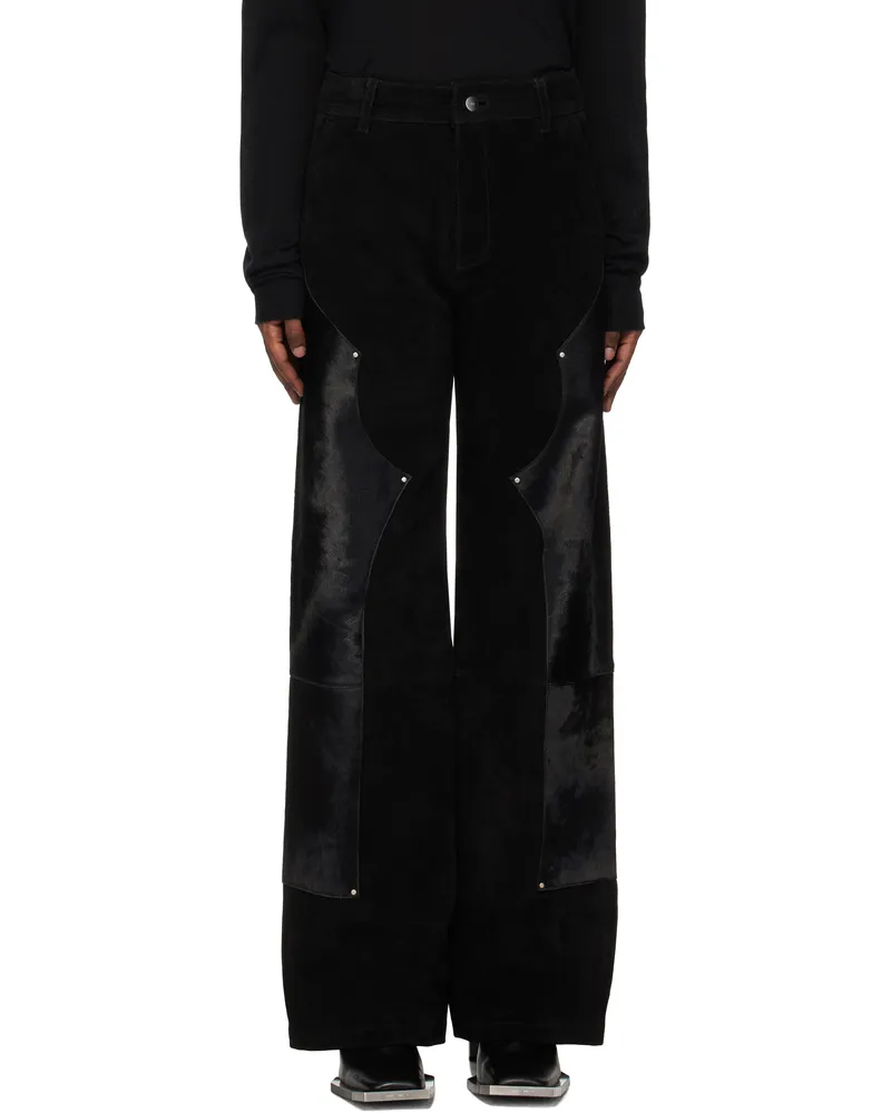 Heliot Emil Black Lorica Carpenter Suede Pants Black