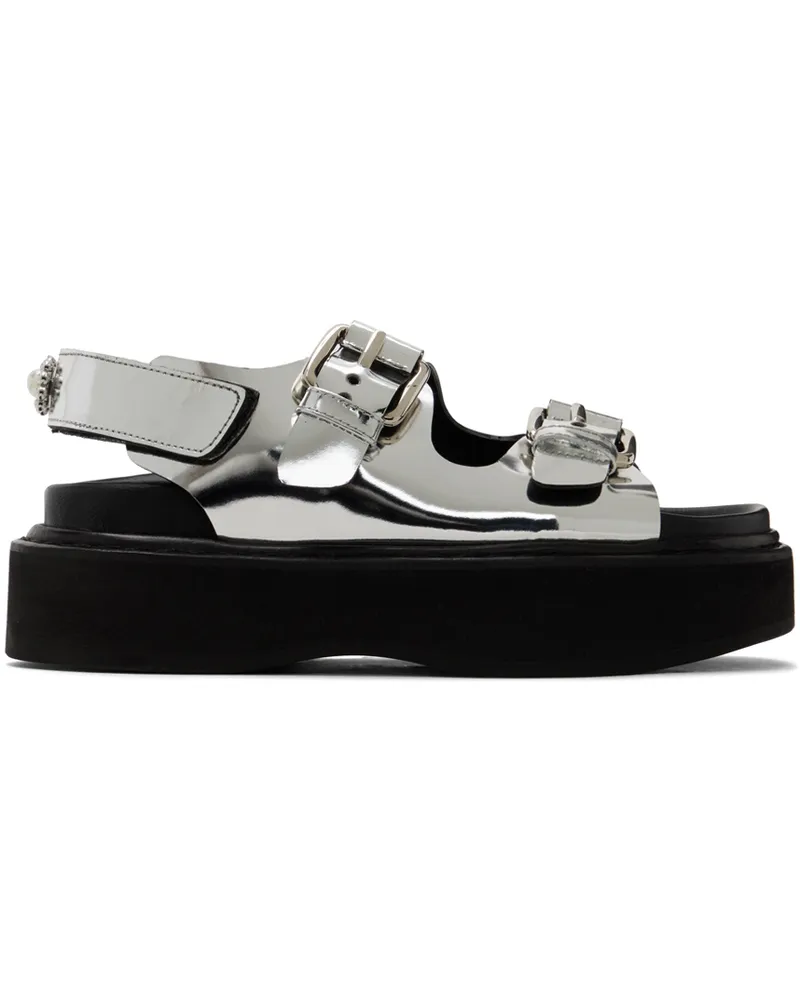 Simone Rocha Silver Pearl Daisy Platform Sandals Silver