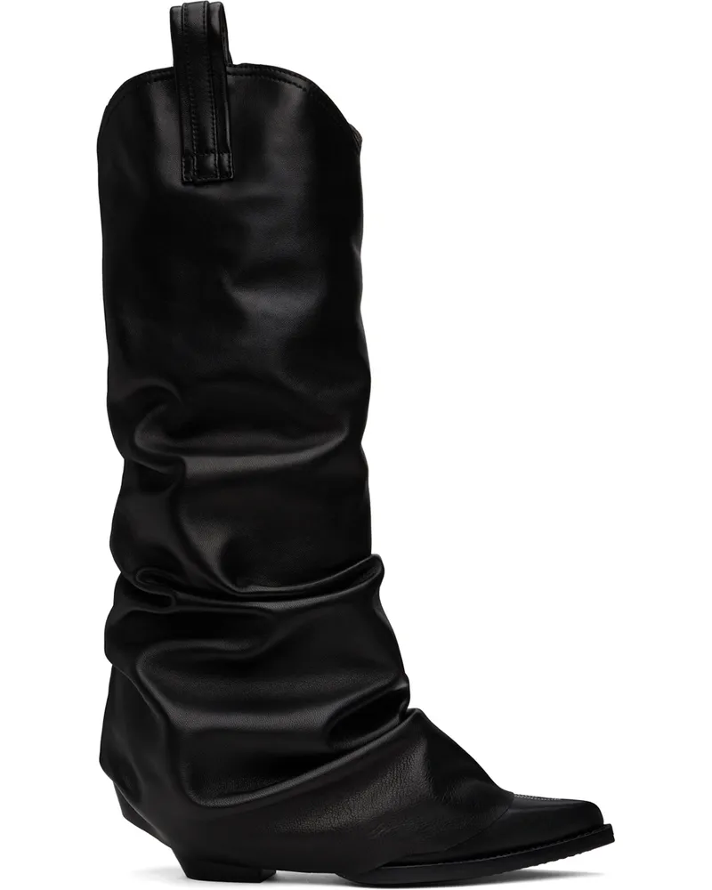R13 Black Mid Cowboy Sleeve Boots Black