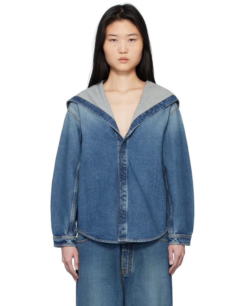 Alaïa Blue Hooded Denim Jacket 525