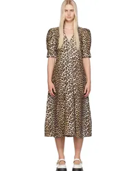 Ganni Brown Leopard Maxi Dress Leopard