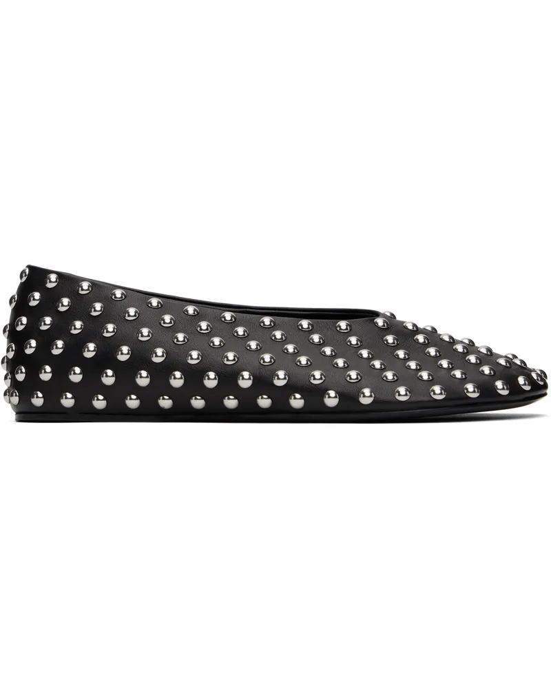 Jil Sander Black Studded Leather Ballerina Flats 001