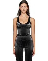 Thierry Mugler Black Embossed Faux-Leather Tank Top Black