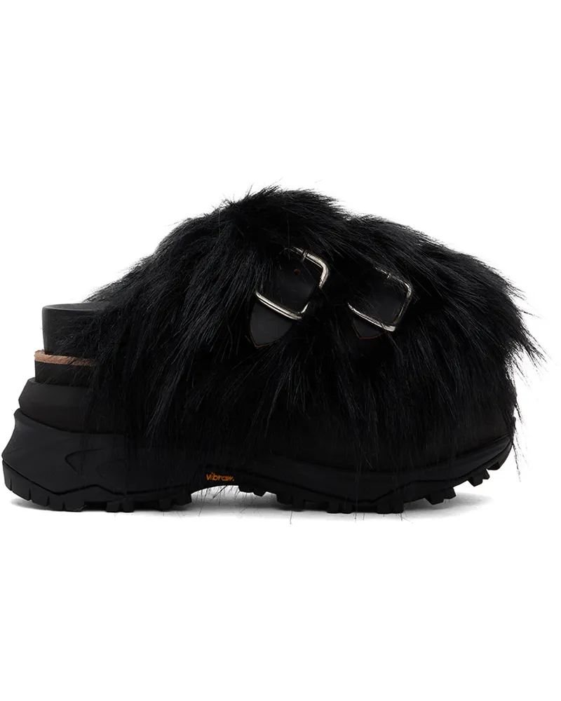 Sacai Black Faux-Fur Sandals 001