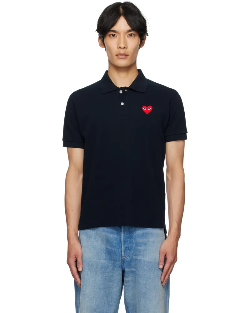 Comme des Garçons Navy Heart Patch Polo 2